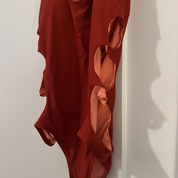 aerie Salmon One-Piece Bathing Suit with Side Cut-outs — Size M - Picture 3 of 6